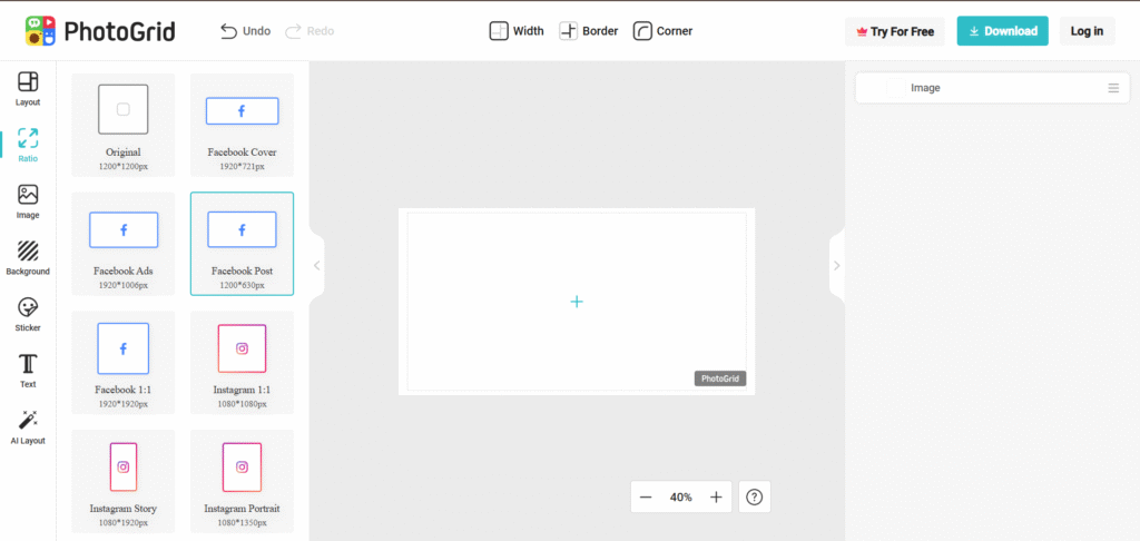 photogrid ai app ratios