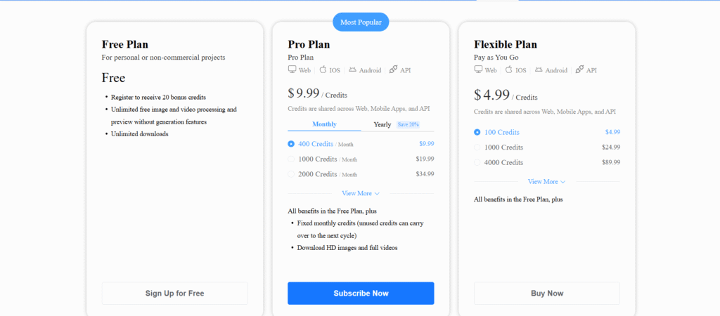 pixelfox ai app pricing