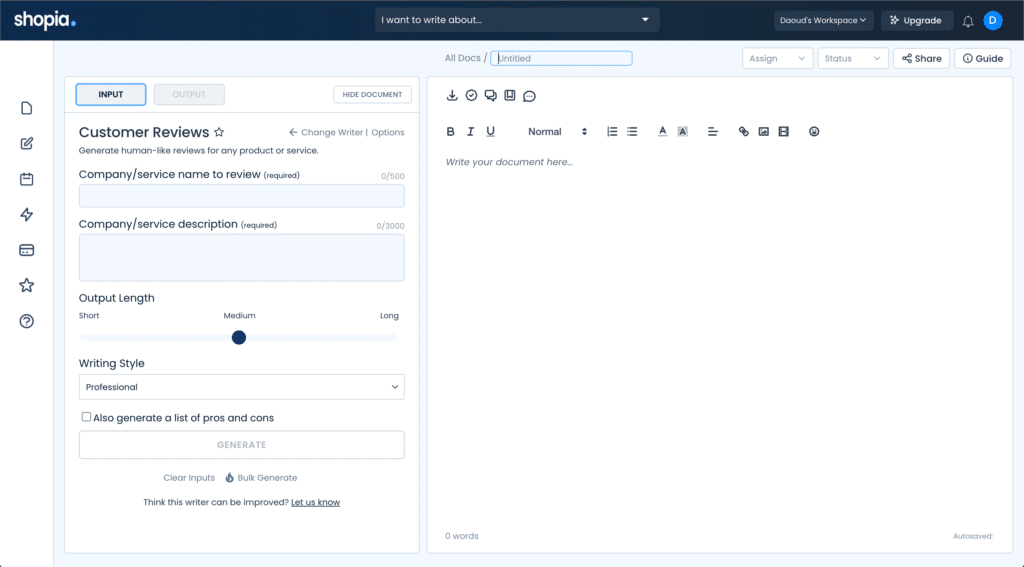 shopia ai app templates