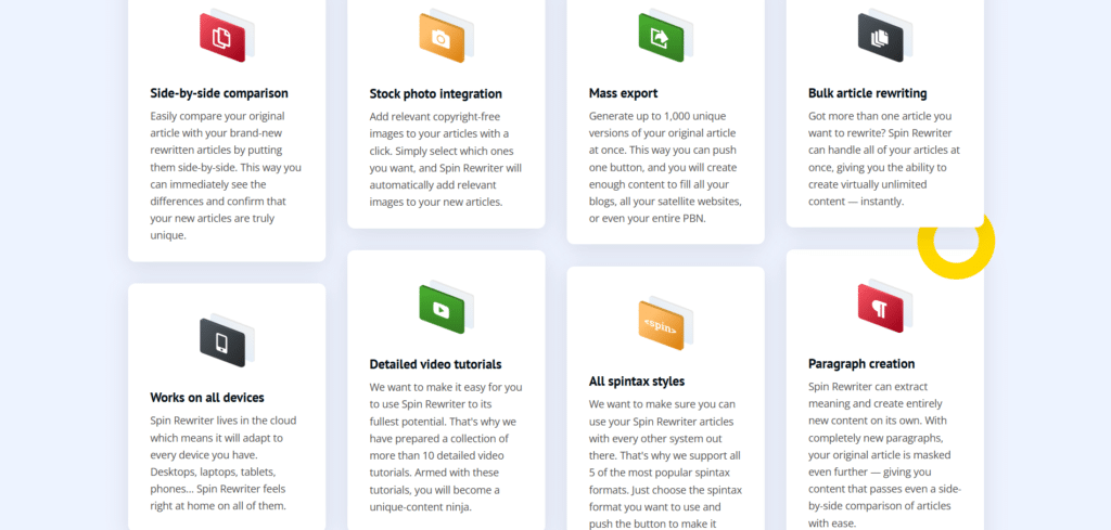 spin rewriter ai app features