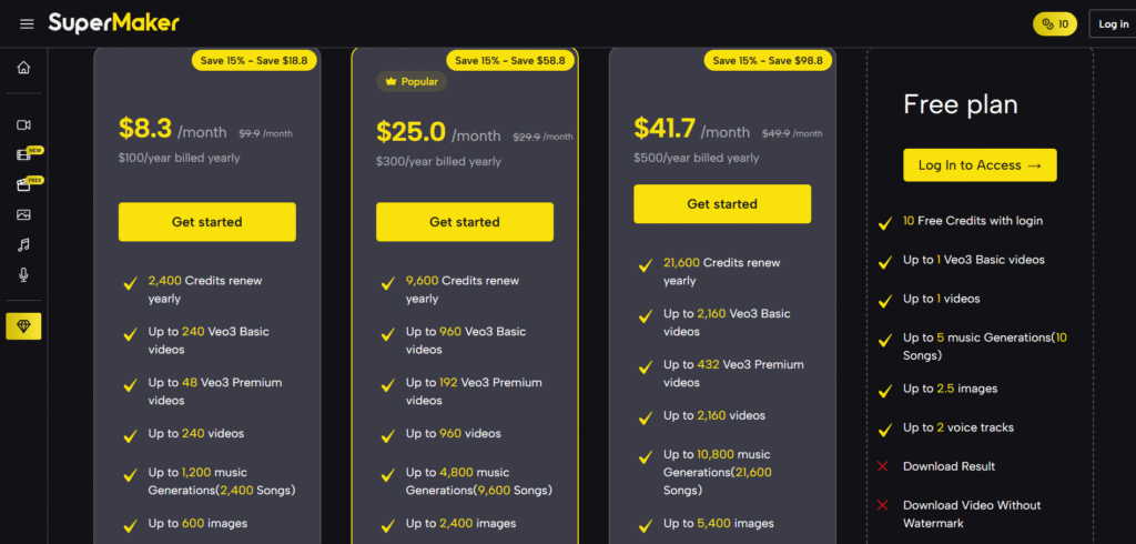 super maker ai app pricing