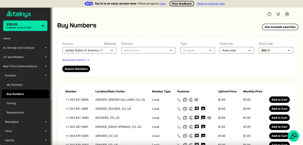 telnyx ai app numbers