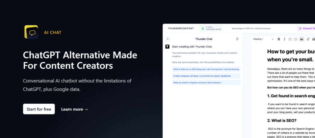 thundercontent ai app ai chat