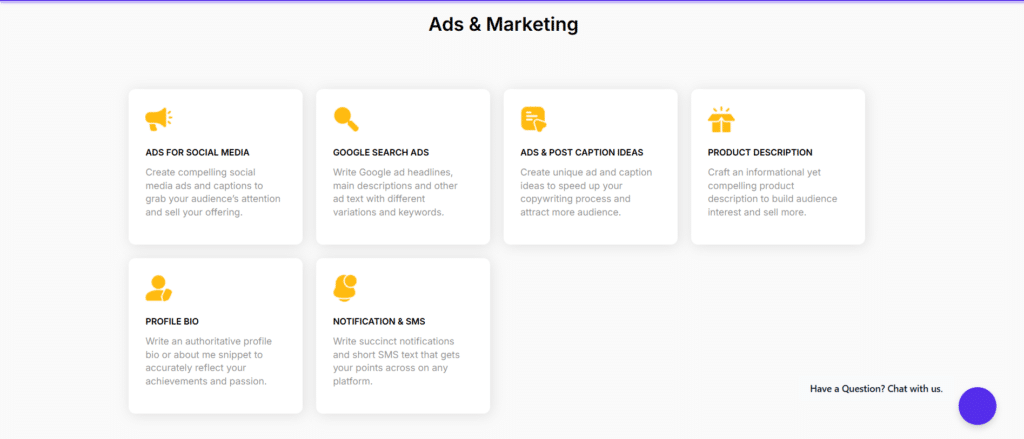 write me ai app ads and marketing