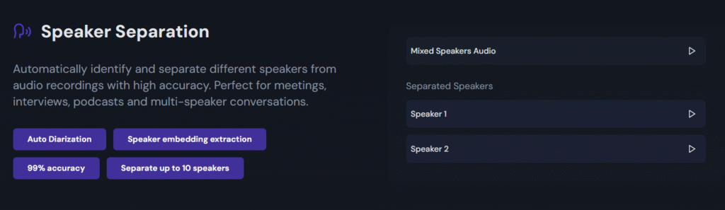 AudioPod AI app speaker seperation