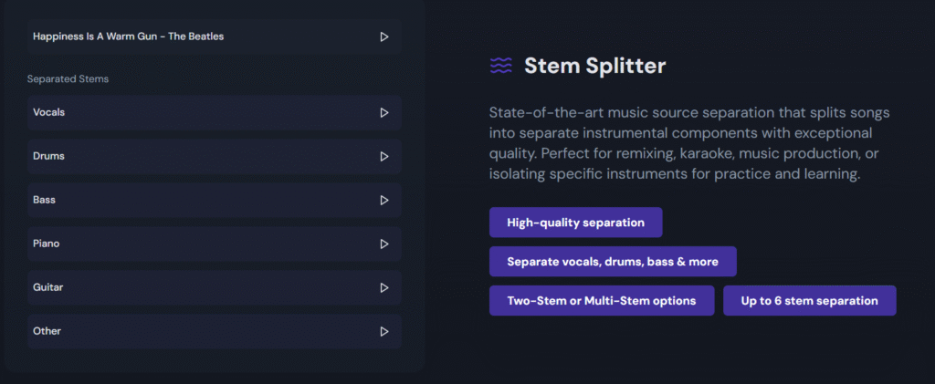 AudioPod AI app stem Splitter