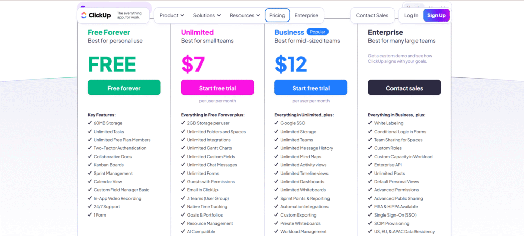 Click up ai app pricing