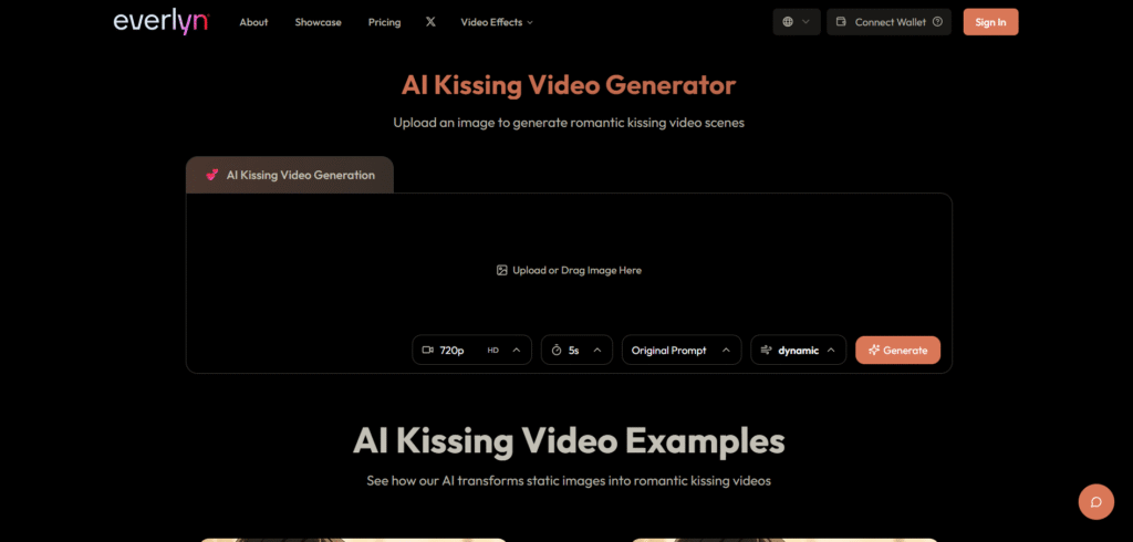 Everlyn ai app kiss video generator
