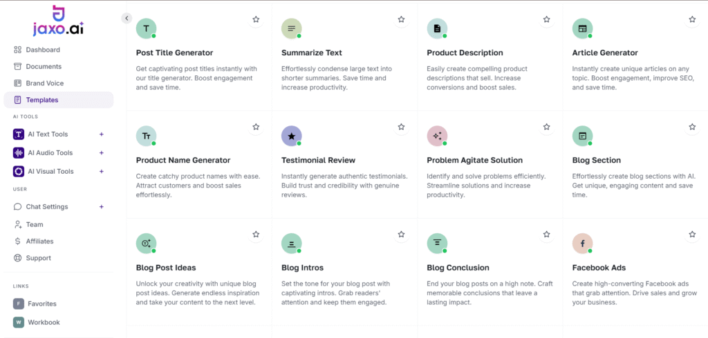 Jaxo ai app templates