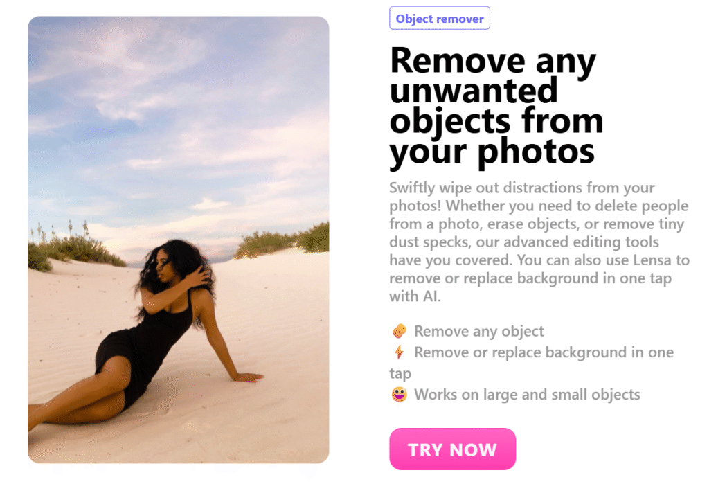 Lensa AI App object remover