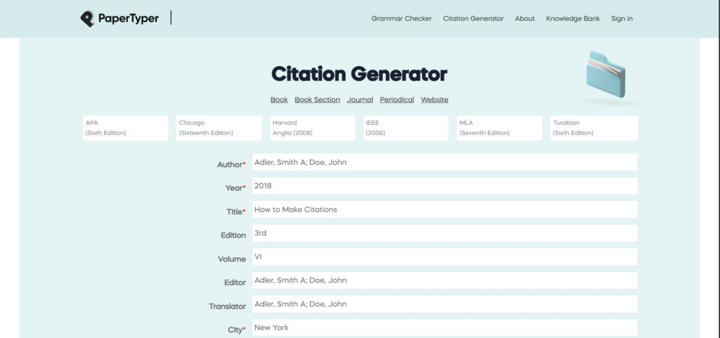 Papertyper ai app citation generator