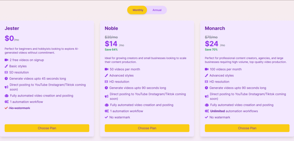 Shortsking ai app pricing