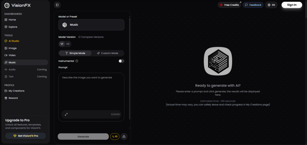 VisionFX AI App Music