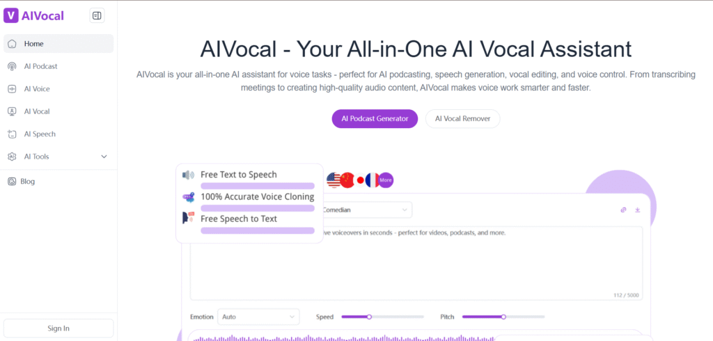 ai vocal ai app home