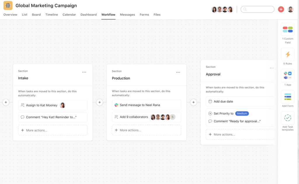 asana ai app workflow builder