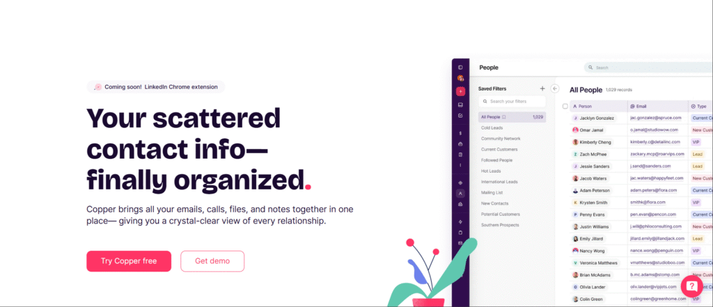 copper ai app organize contscts