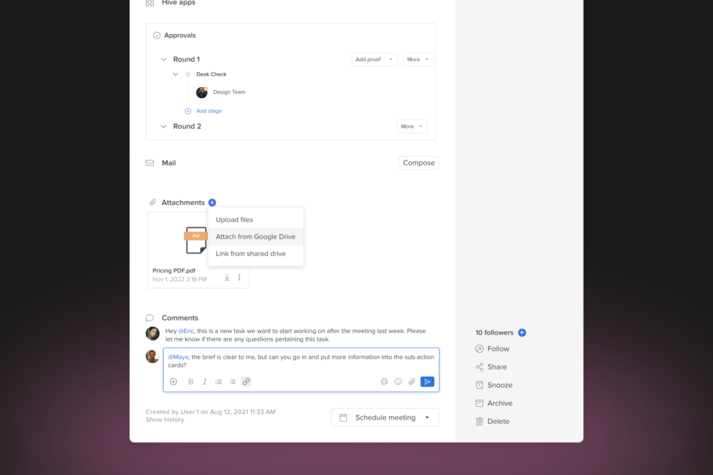 hive ai app Action-card