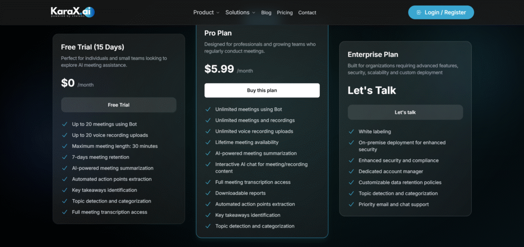 karax ai app pricing