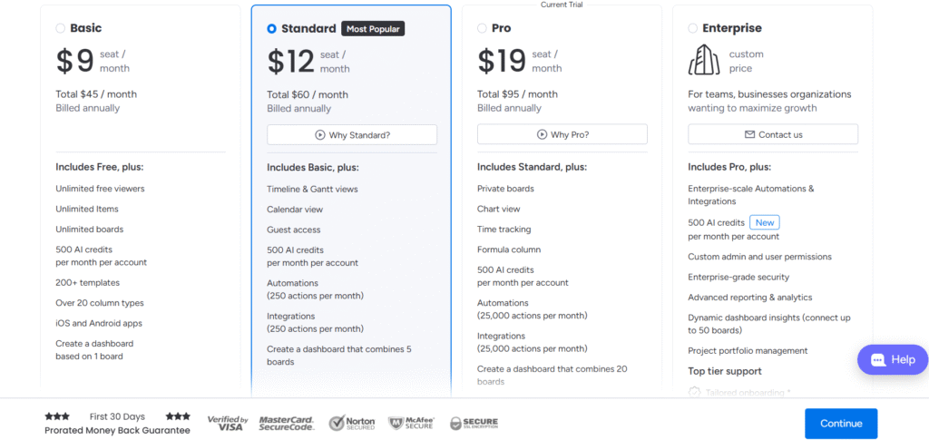 monday ai app pricing
