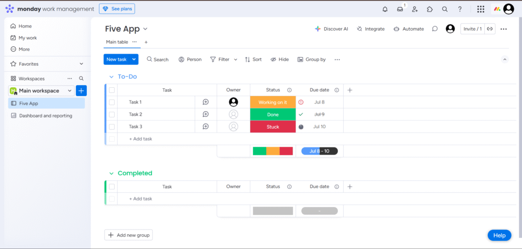 monday ai app project dashboard