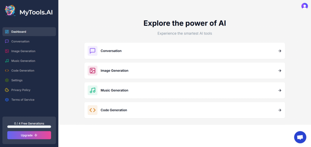 my tools ai app dashboard