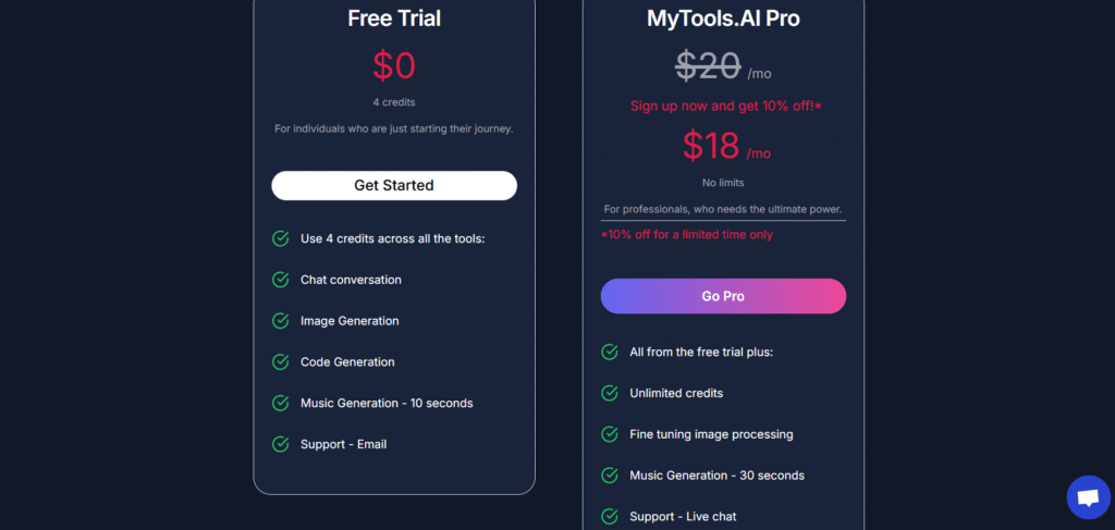 my tools ai app pricing