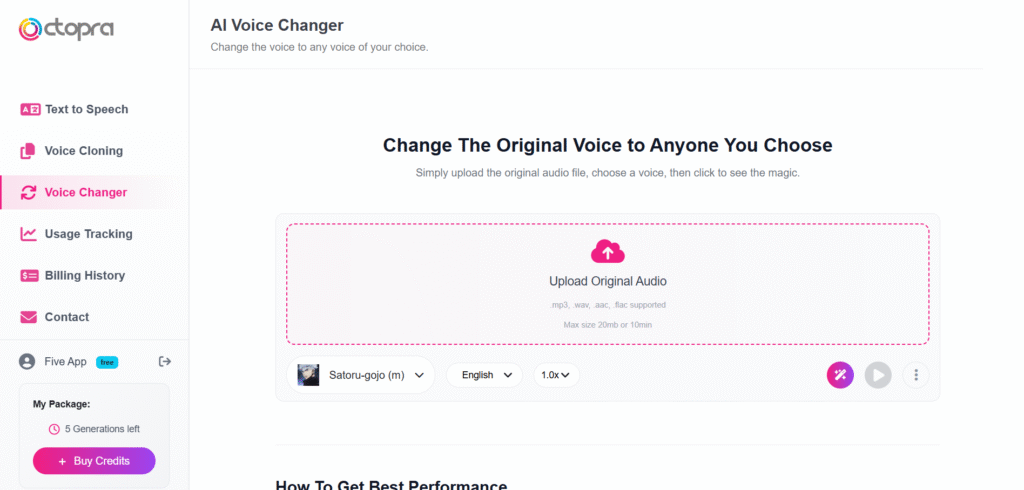 octopra ai app voice changer