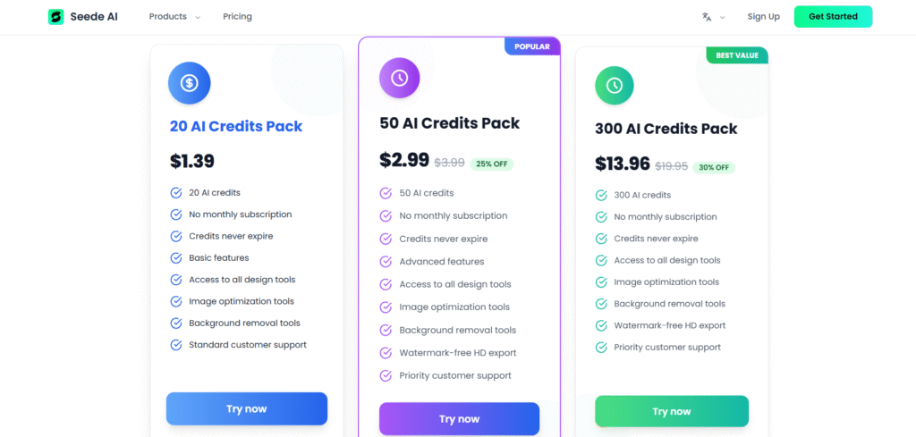 seede ai app pricing