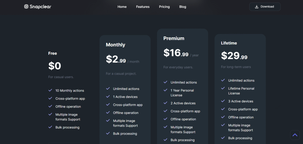 snapclear ai app pricing
