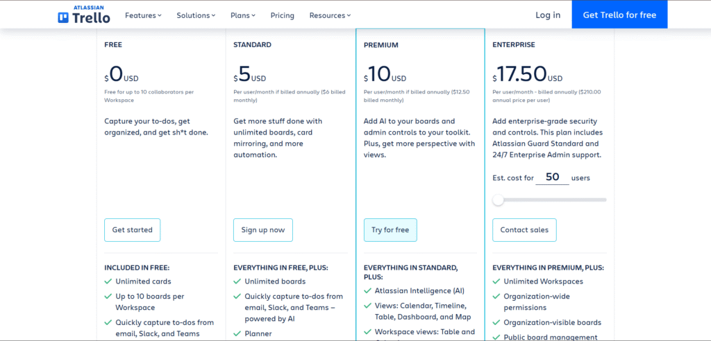 trello ai app pricing