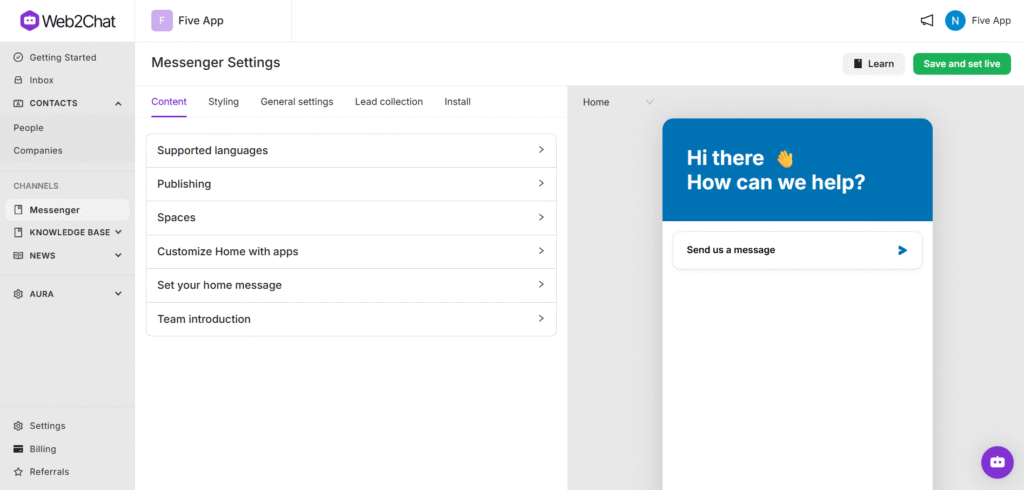 web2chat ai app messenger