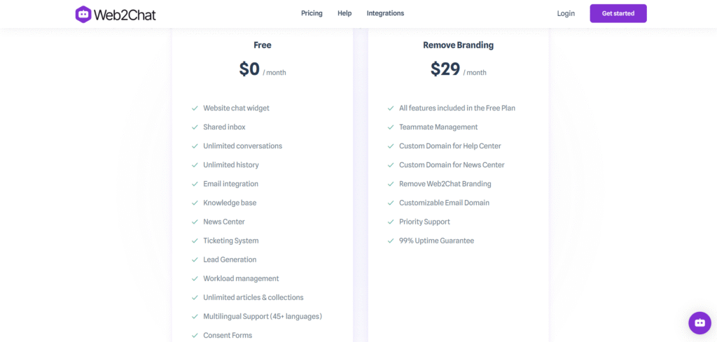 web2chat ai app price