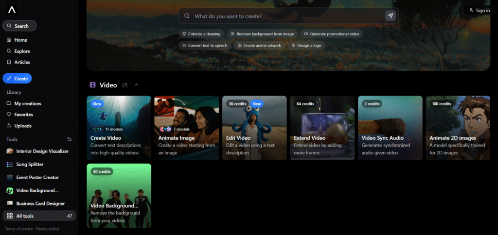 Artificial Studio ai app video
