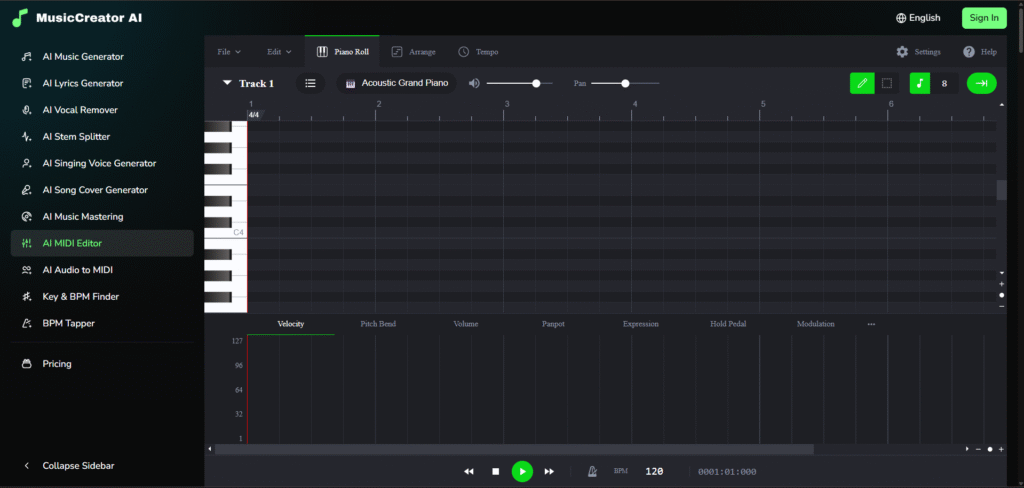 musiccreator ai app midi