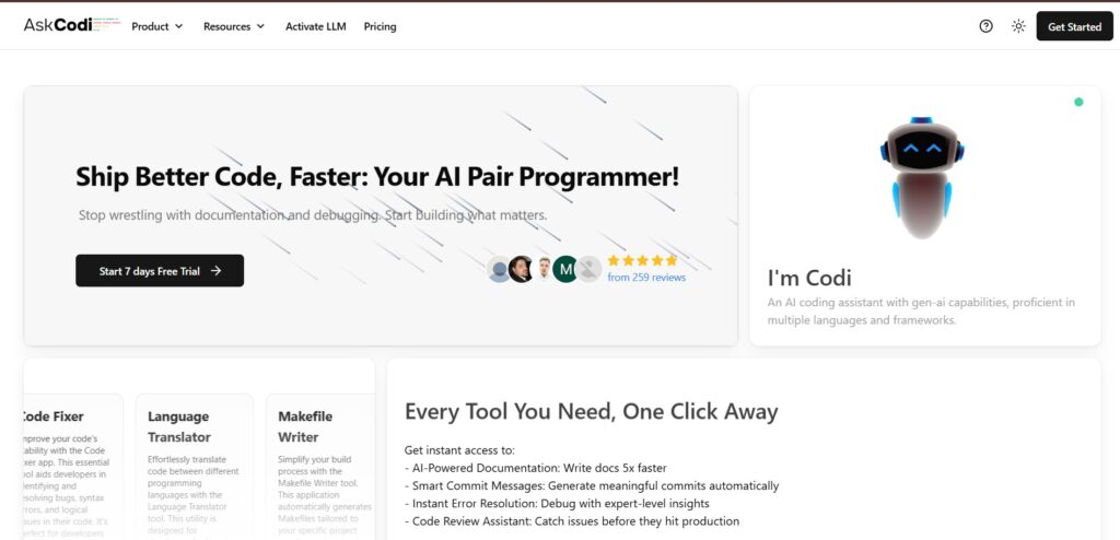 AskCodi-AI-App-Homepage