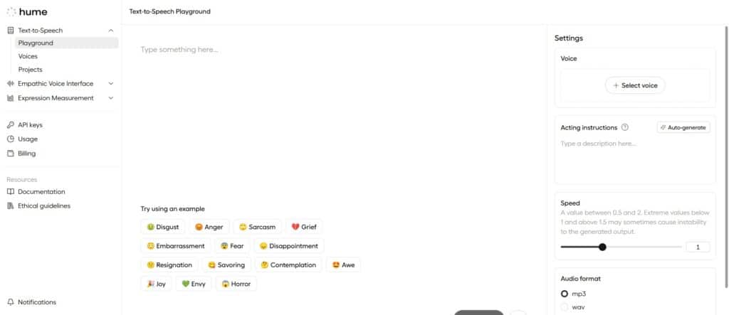 Hume-AI-App-Speech-Playground