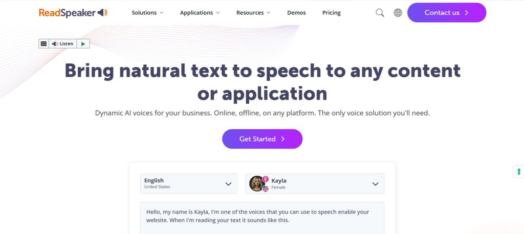 ReadSpeaker-AI-App-Homepage