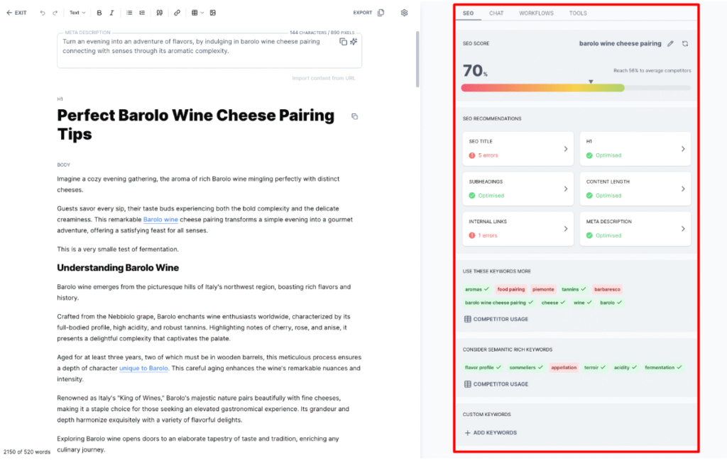 SEO AI App Article Score