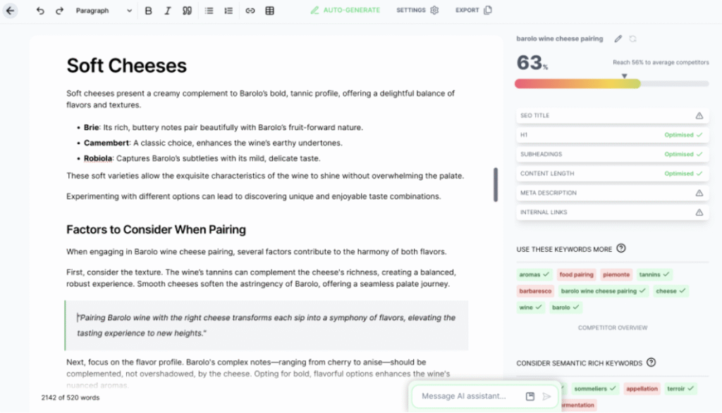 SEO AI App article writing