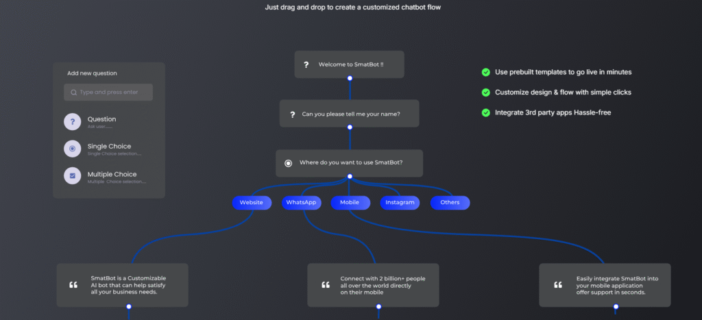 Smatbot ai app drag and drop