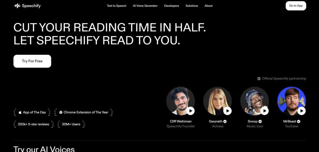 Speechify-AI-App-Homepage