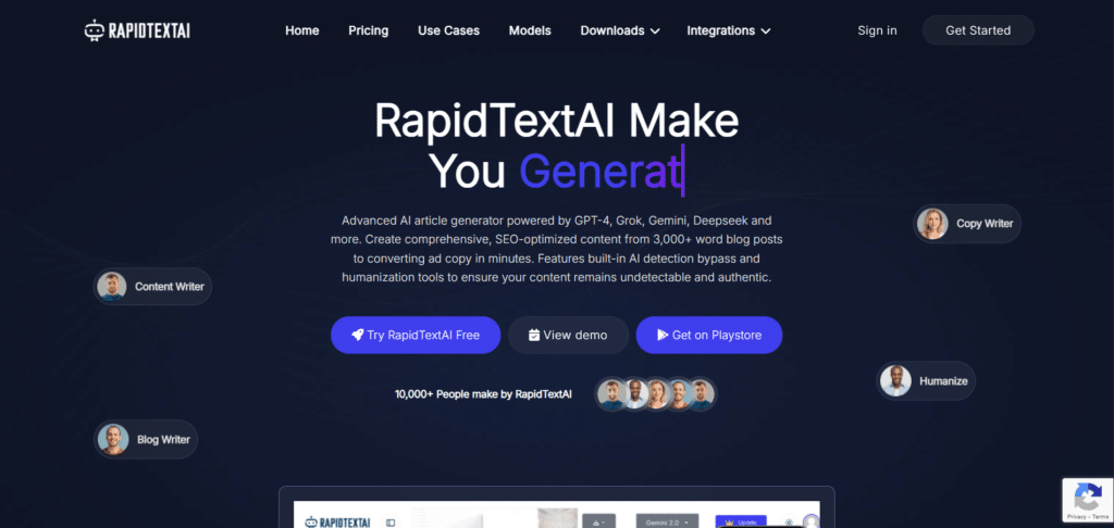 rapidtext-ai-app-homepage