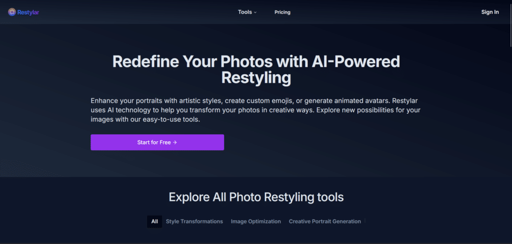 restylar-ai-app-homepage