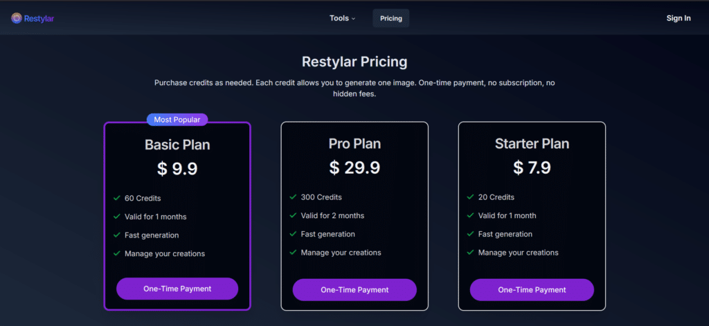 restylar-ai-app-pricing