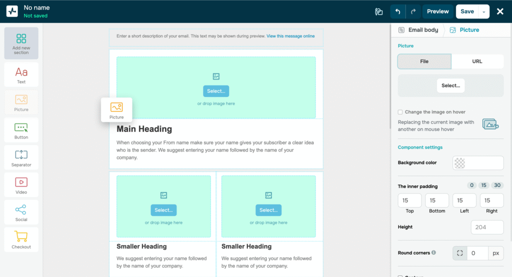 sendpulse ai app drag and drop builder