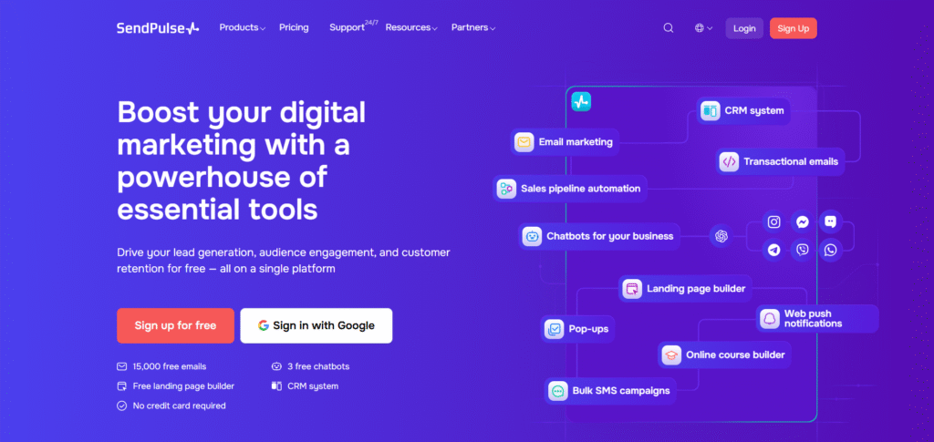 sendpulse ai app homepage