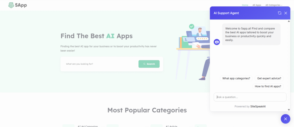 site speak ai app on website