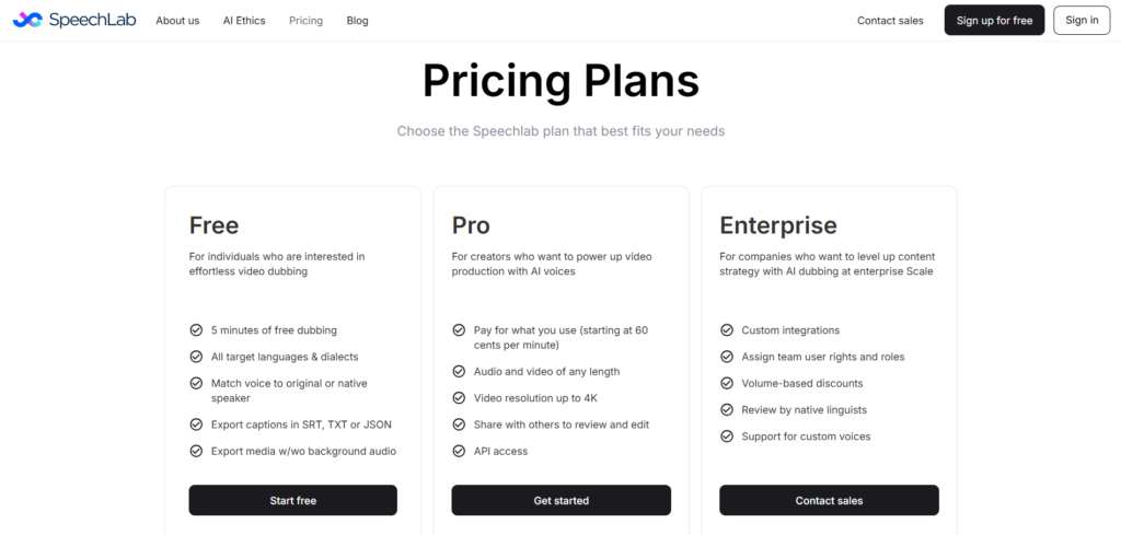 speechlab-ai-app-pricing