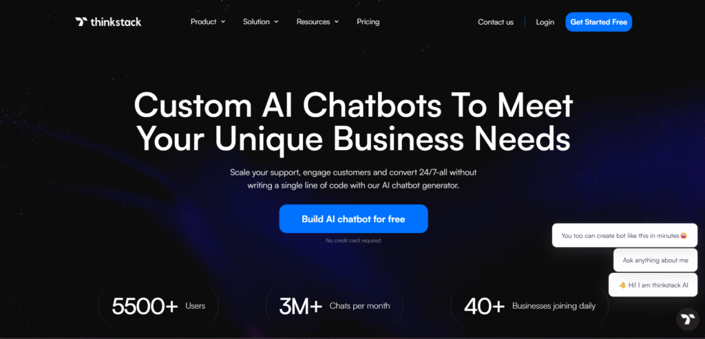 think stack ai app homepage