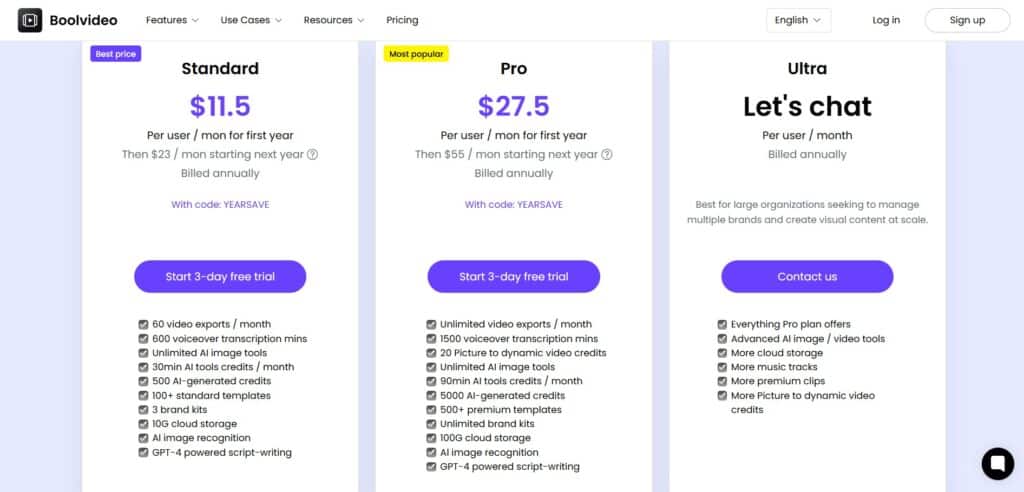 BoolVideo-AI-App-Pricing